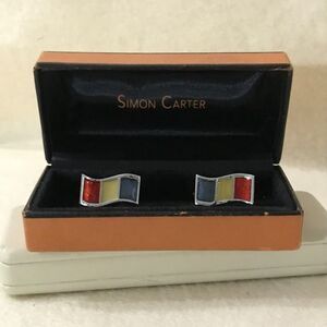 Simon Carter London Cufflinks Red White Blue Enamel In Original Box